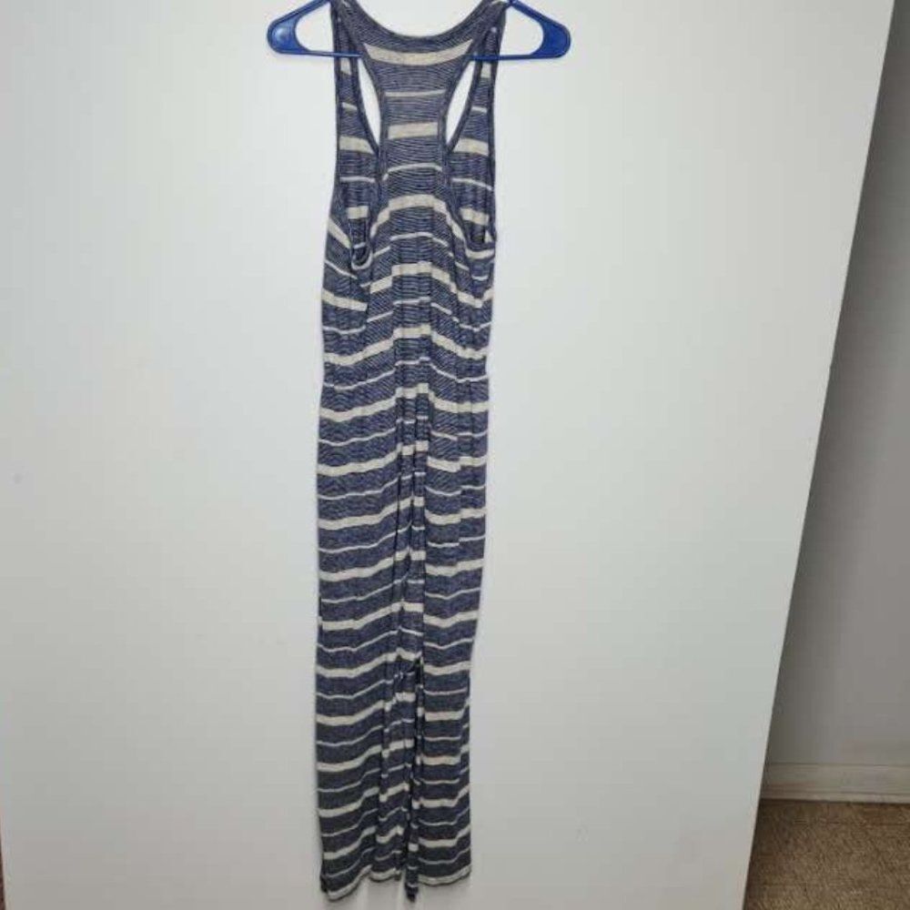 Madewell Navy Gray Striped Racerback Maxi Dress Size Medium - Picture 3 of 9
